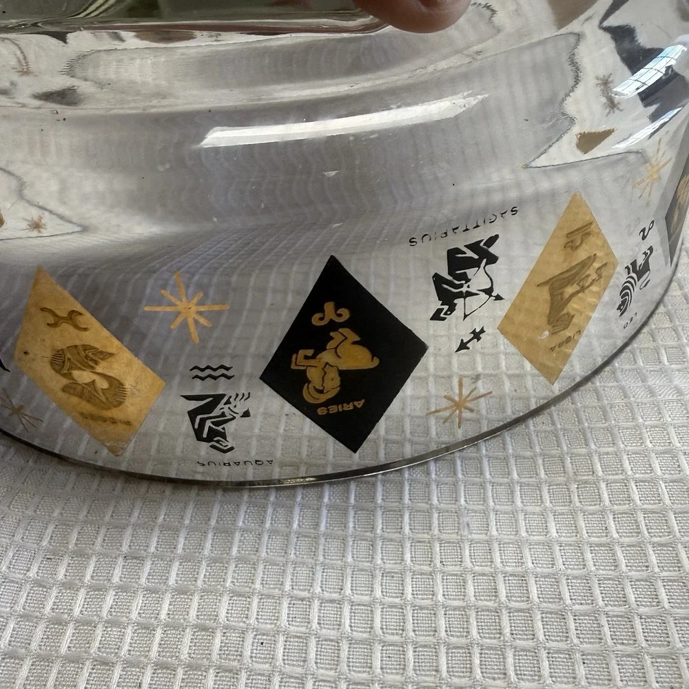 3 Pc Set VTG MCM Federal Zodiac Harlequin Diamond Black 22kt Gold Bowls Chip Dip